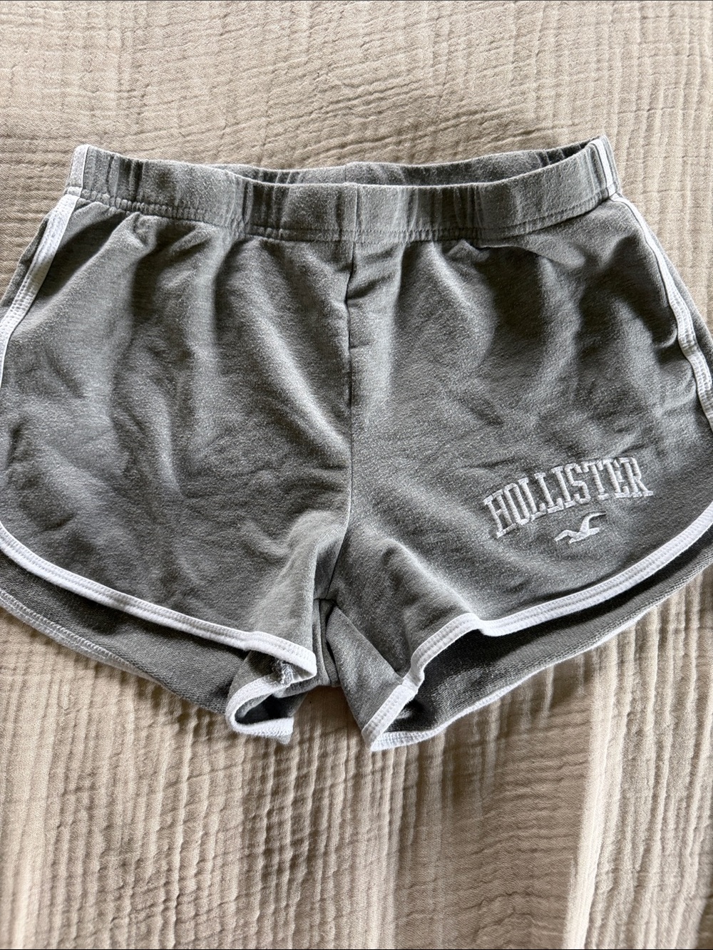 Hollister Gray Athletic Terry Shorts with White Trim